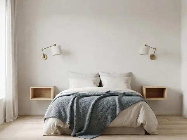 Scandinavian Bedroom with Wall Sconces
