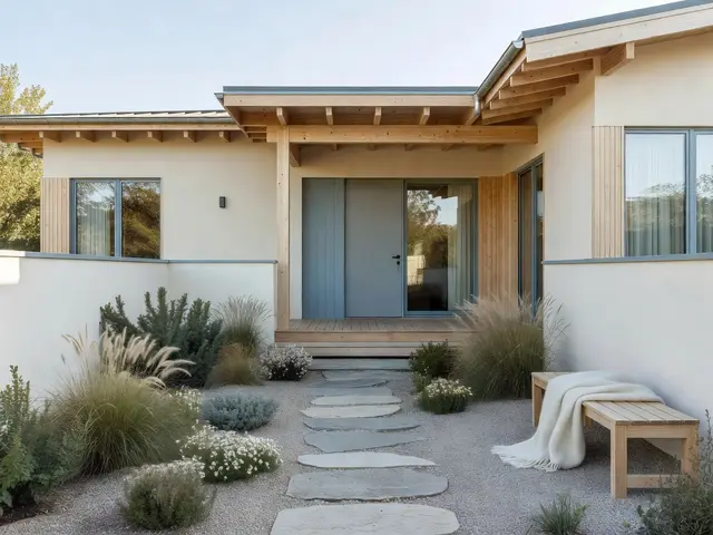 Scandinavian Exterior with Courtyard Entry