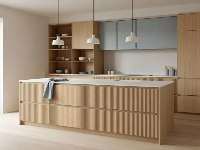 Scandinavian Kitchen with Fluted Island