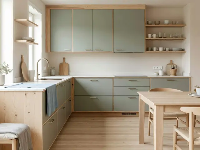 Scandinavian Kitchen with Sage Cabinetry