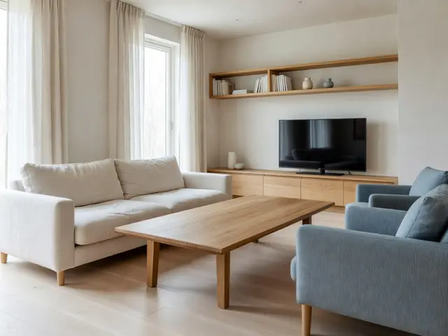 Scandinavian Living Room with Oak Coffee Table