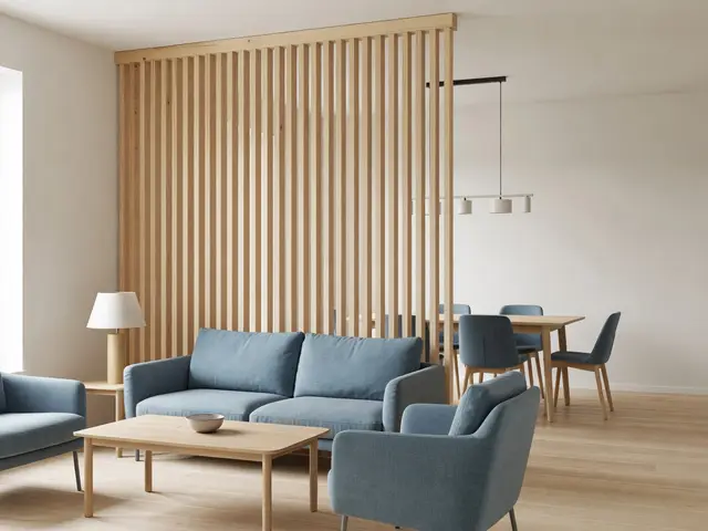 Scandinavian Living Room with Slatted Divider