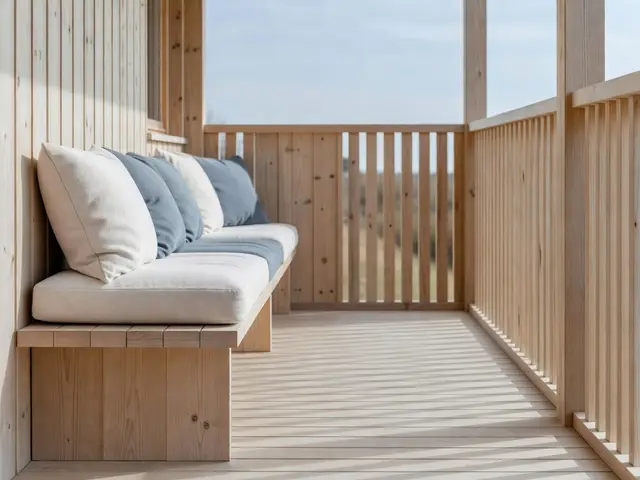 Scandinavian Porch with Built-In Bench